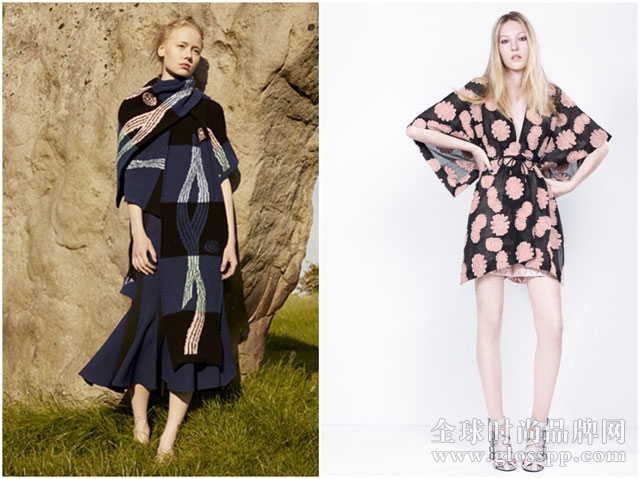 左：Roland Mouret Resort 2016早春度假系列；右：Peter Pilotto Resort 2016早春系列